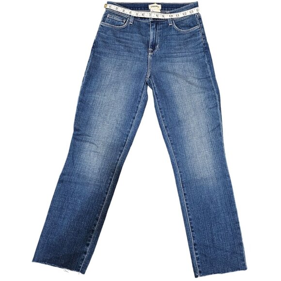 LAgence Women's Cropped Slim Fit Jeans Size 26 Blue Denim Frayed Hem - Picture 10 of 11